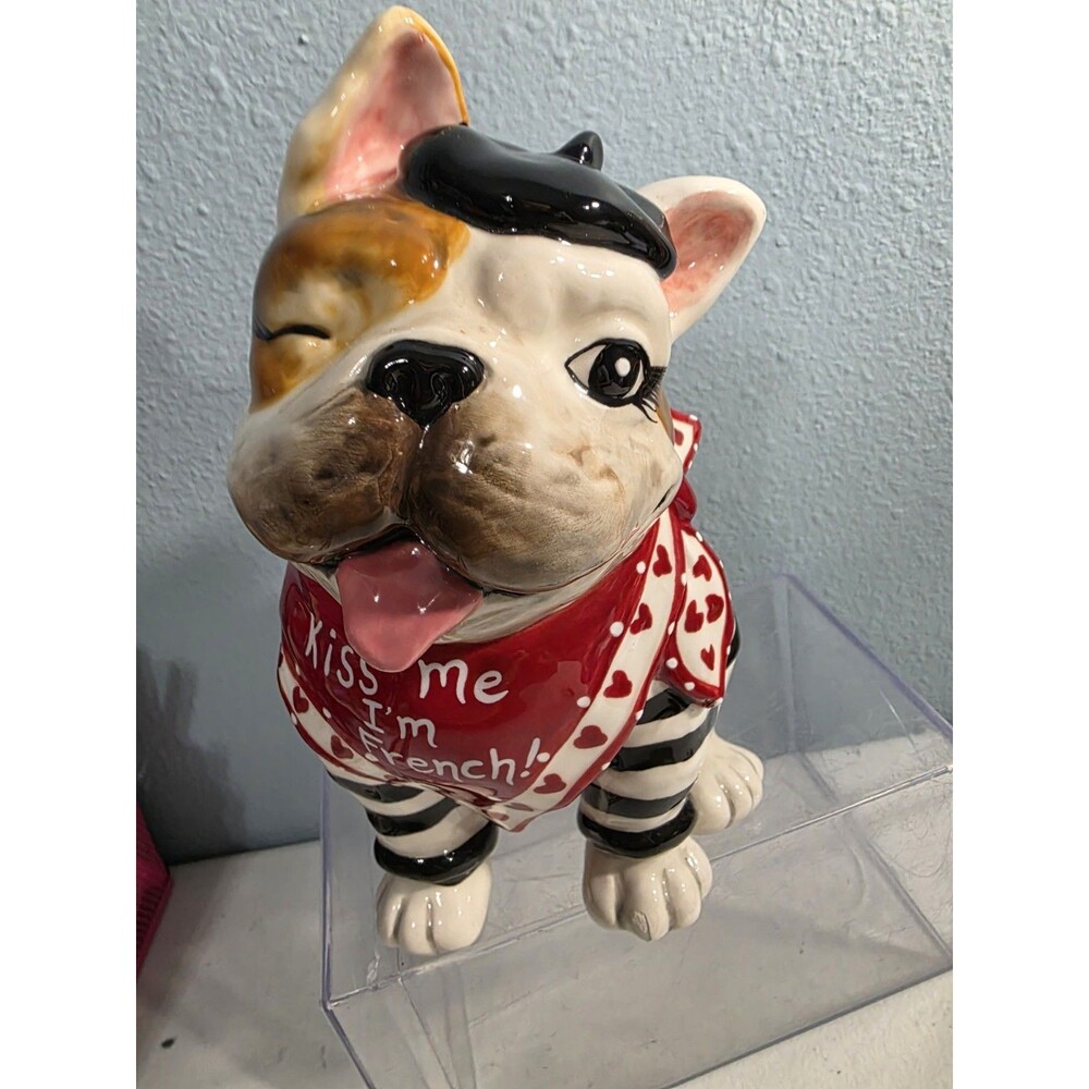 Blue Sky Clayworks French Bulldog Figurine "Kiss Me I'm French" Valentine 8.5"